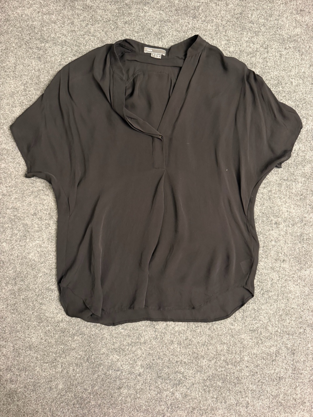 Vince Black Short-Sleeve V-Neck Blouse